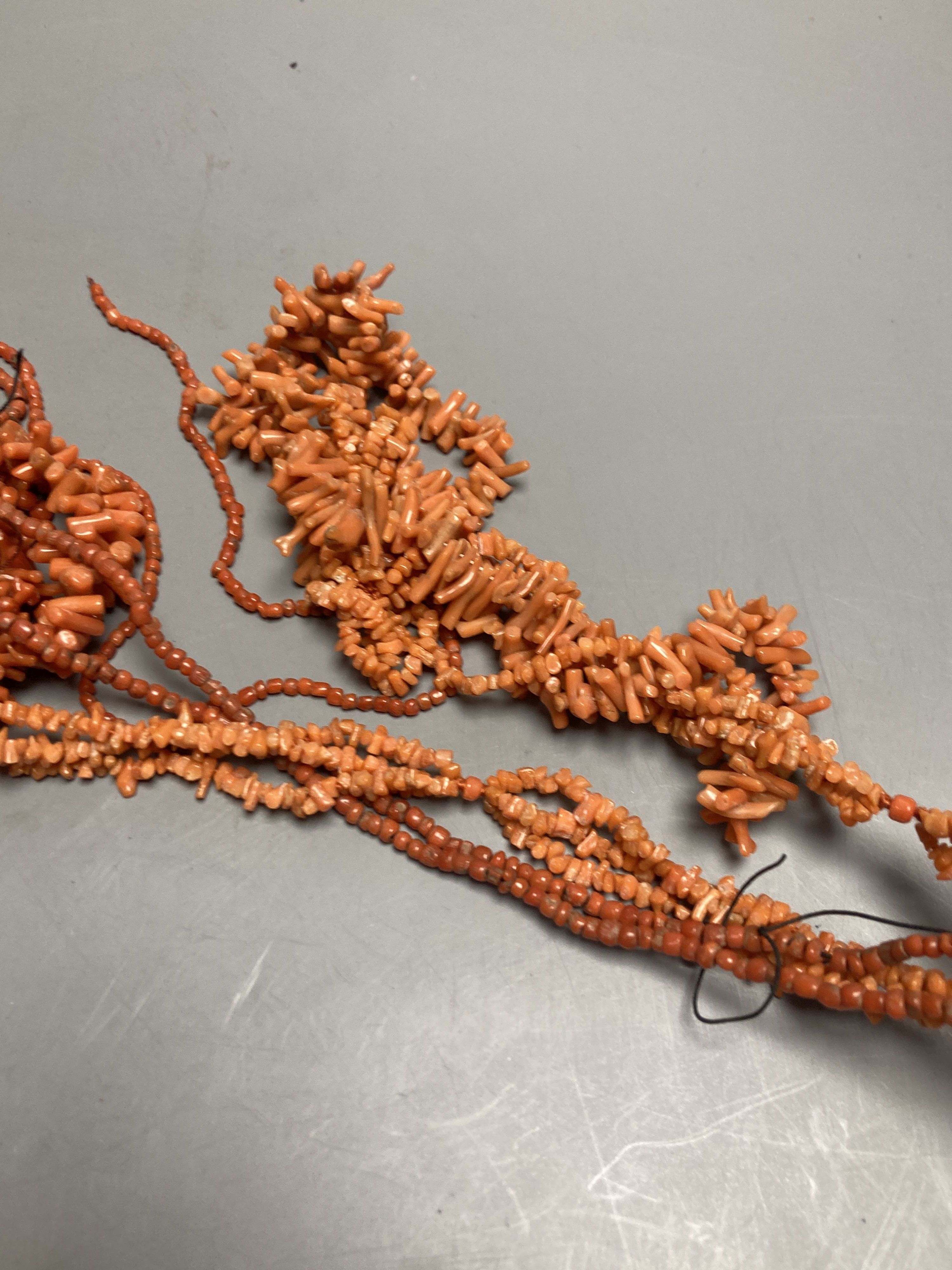 Assorted coral necklaces etc.